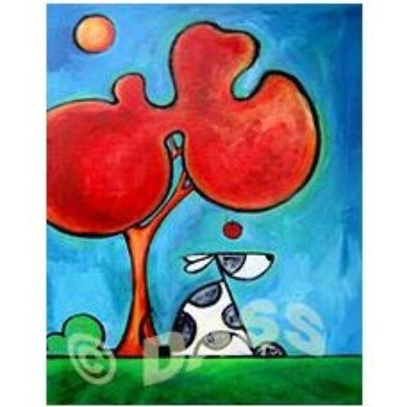 Newton's Dog Art Print on Bamboo Plaque for Dog Lovers NEW - Picture 2 of 3